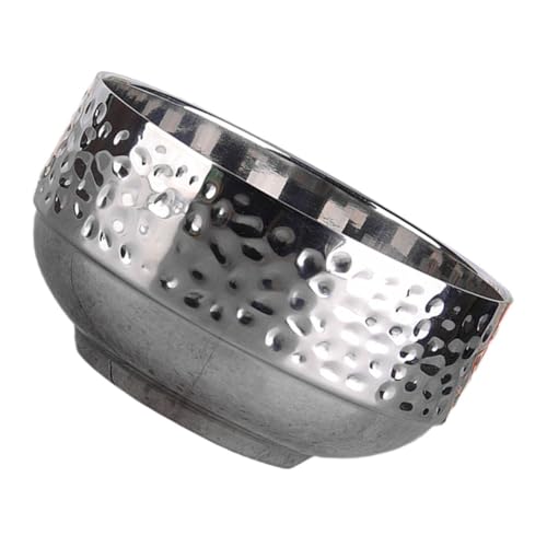 PRETYZOOM Stainless Steel Mixed Rice Bowl Hammered Design Soup and Noodle Bowl for Kitchen Use Easy to Clean for Serving Rice Noodles and Soups