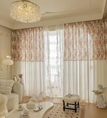 Rideaux transparents en voile patchwork fleurs coton polyester - 3