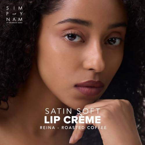 Image of SIMPLYNAM Satin Soft Lip Creme | 1 Swipe Full Coverage | Hydrating, Creamy Matte Finish | 16 Hour Stay | Transfer-Proof & Smudge-Proof | Infused with Peptides & Squalane | Vegan | 5ML | Reina- Roasted Coffee