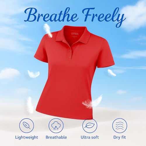 Image of Opna Women's Dry-Fit Golf Polo Shirts 3-Button Golf Polo's in 20 Colors XS-3XL Shirt