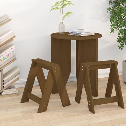 Mangloder Lot de 2 tabourets de bar en pin massif sans dossier pour cuisine, salle à manger, balcon, jardin, terrasse - Charge maximale de 110 kg - Marron miel - 40 x 40 x 45 cm