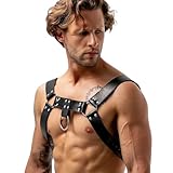JIPKHL Harness Männer Leder Sexy Unterwäsche für Mann Harness Leder Brustgurt für Gay Herren Reizwäsche für Sex Fetisch Festival Rave Outfit PU Leder Män-ner Brust Geschirr