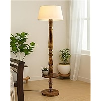 フロアスタンド Antique. Lamp shade Homesake® Antique Wooden Floor Lamp with Shade | Vintage Night