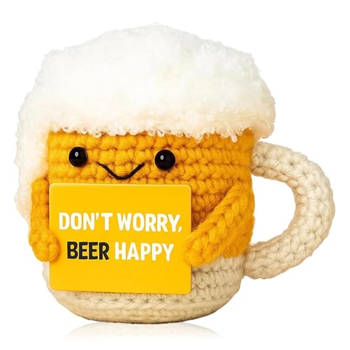 Vylara Regalos de cerveza para hombres, divertidas patatas de ganchillo con tarjetas positivas para animar, emocionalmente dulce regalo de consuelo hecho a mano para amigos y colegas, regalo de