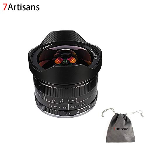 7artisans 7.5mm F2.8 APS-C Wide-Angle Fisheye Fixed Lens(Aspherical) for Compact Mirrorless Cameras Fuji
