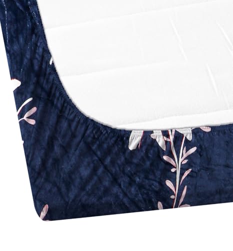 Image of Premium Elastic Fitted Warm bedsheets for Winter for Double Bed, Elastic Fitted Winter bedsheets for King Size Bed with 2 Pillow Covers, Size - 72 x 78 Inches (Navy)