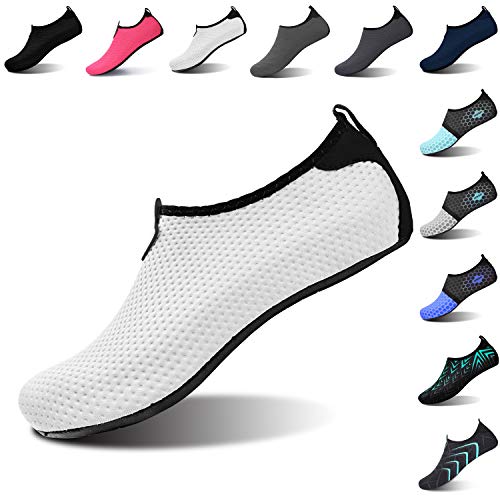 L-RUN Mens Summer Swim Shoes Barefoot Skin Aqua Sock Quick Drying White XXXL(M:12-13)=EU45-46
