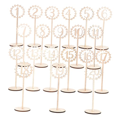 CIYODO 20pcs Wedding Table Numbers 1-20 Chic Wooden Table Number Sign for Banquets