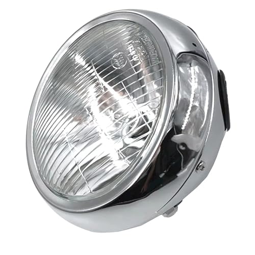 Phare avant rond moto chromé GN250 boîtier acier miroir