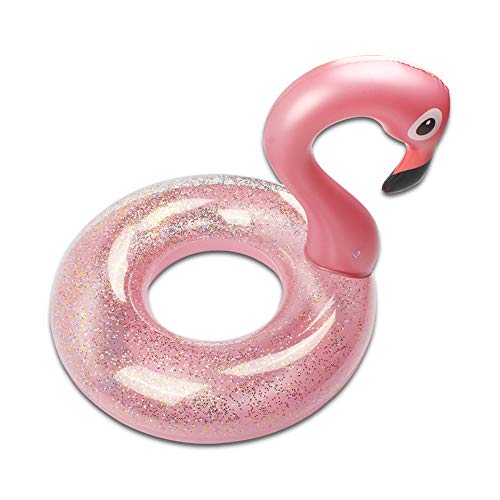 Inflatable Flamingo Pool Buoy Swim Ring,Perfect Lounger Ride Toy Swim Ring, Children And Adults Beach And Pool Summer Party Shiny Swimming Ring,Pink,120Cm #TOP1
