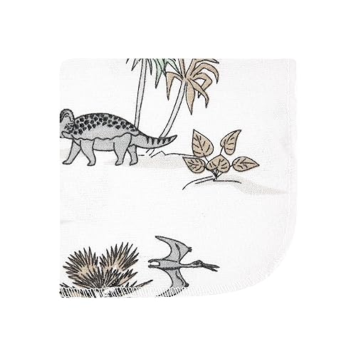 Image of Hudson Baby Unisex Baby Flannel Cotton Washcloths 12-Pack, Neutral Dino World, One Size