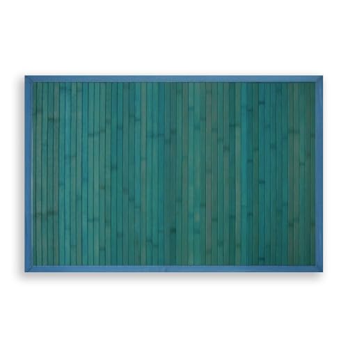 Tappeto in bambù, Antiscivolo, Igienico, Lavabile, 50x75, 50x110, 50x180, 50x240, Verde, Marrone, Acquamarina, Arancio, Nero. Mod. MARACAS (Acquamarina, cm 50x75)