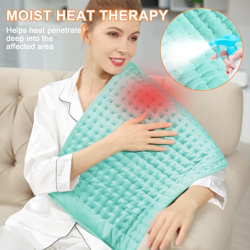 Image of Deepsoon Heating Pad,Electric Heating Pads for Back,Neck,Abdomen,Moist Heating Pad for Shoulder,Knee,Arms,Legs,Dry /Moist Heat & Auto Shut Off,Christmas Gifts for Men and Women,Light Green,33x17 Inch