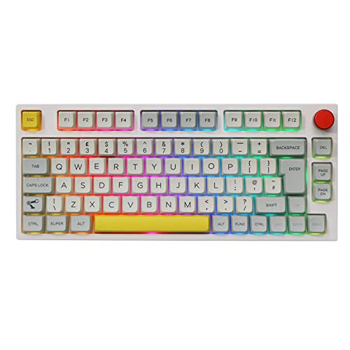 EPOMAKER Theory TH80 PRO ISO(UK) 75% Hot Swap RGB 2.4Ghz/Bluetooth 5.0/Kabelgebundene Mechanische Tastatur mit MDA PBT Tastenkappen, Knopfsteuerung für WIN/Mac/PS4/PS5/Xbox (Budgerigar Switch)