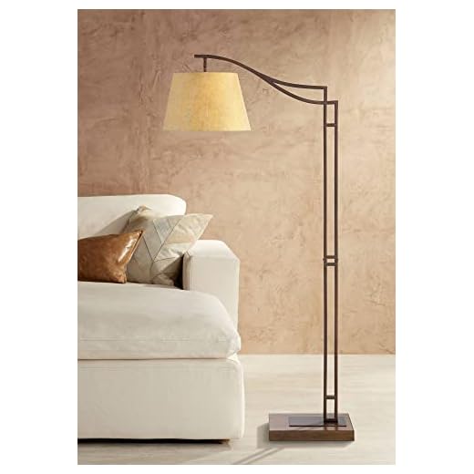 Franklin Iron Works Tahoe Industrial Rustic Farmhouse Downbridge Floor Lamp Standing 60" Tall Bronze Brown Metal Faux Leather Empire Shade Decor for Living Room Reading House Family Bedroom Home