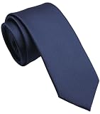 ZENXUS Solid Skinny Ties for Men, 2.5 inch Slim Deep Navy Necktie