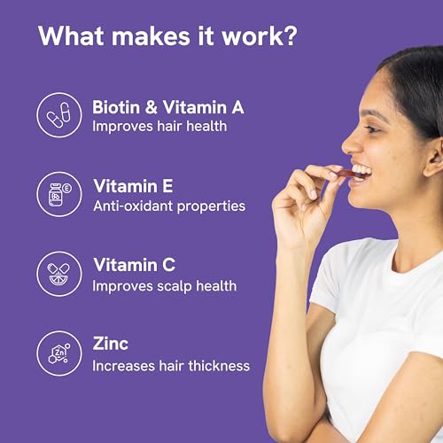 Be Bodywise Biotin Hair Gummies for Stronger, Shinier Hair & Nails | 60 Day Pack | With Biotin, Zinc, Folic Acid, Fibre & Multivitamin | Strawberry... - Image 4
