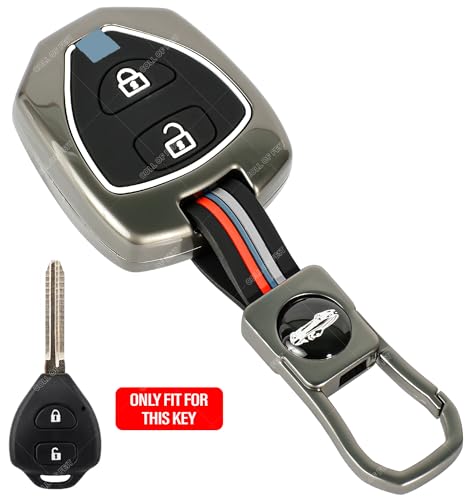 Image of Coll of Fest Premium Metal Silicon Key Cover Compatible with Toyota Innova Fortuner Corolla 2 Button Smart Key Cover Metal & Silicon Protection Glow in the Dark