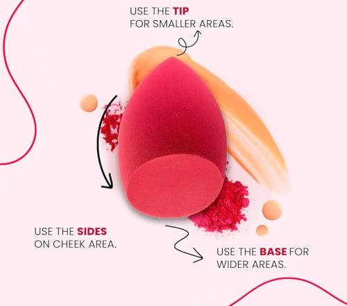 Image of Makeup Blender Sponge | Soft Latex Free Beauty Sponge with 3 Way Design | For Liquid Cream and Powder Application | Reusable and Easy to Clean | Multicolor Pack of 1