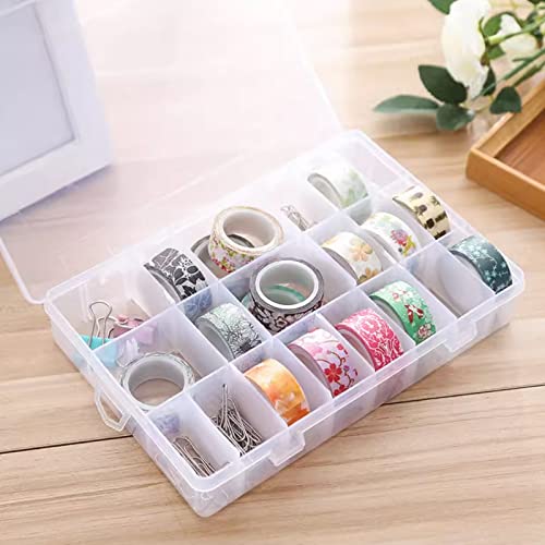 Image of 2Pack 12 Grids Craft Organizers and Storage Bead Organizer Tackle Box Organizer with Adjustable Divider, Plastic, Clear