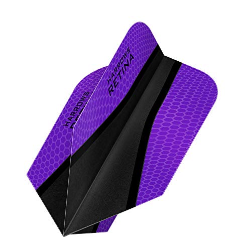Harrows Retina X | Premium Extra Strong 100 Micron Dart Flights in Slim Shape, 5 Sets of 3 Flights, 15 Flights In Total, Purple