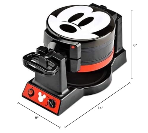 Disney Mickey Mouse MIC-62 Double Flip Waffle Maker, 8"D x 14"W x 8"H, Black, Red - Image 5