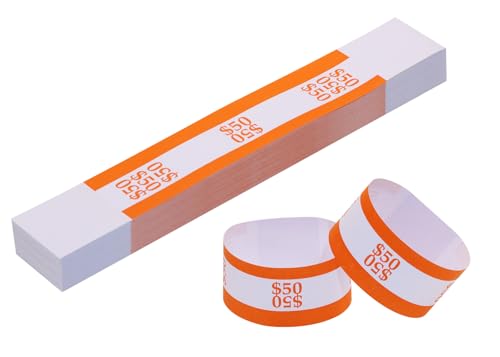 ONLYKXY 150pcs Self Sealing Cash Currency Straps Money Paper Bands Bill Wrappers Tape for Bank Supermarket Currency Organize Cash Dollar Wraps Organizer ($50)