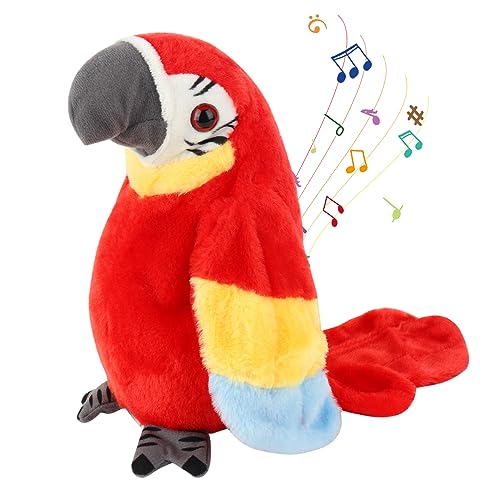 FENGQ Loro de Peluche Que Habla, Juguete de Peluche de Loro Que Habla, Divertido Juguete de Loro de Peluche eléctrico Que Habla con función de repetición Que agita Las alas para niñas y niños (Rojo)