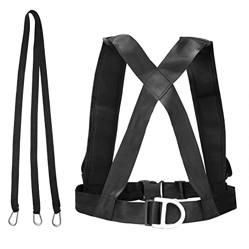 MOOCY Training Harness with Y-Pull Strap & 3 Hooks - Up to 50" Chest Size, 1000lbs Pull Strength | Resistance Speed/Agility Training for Sled/Tire, Soccer/Football/Basketball