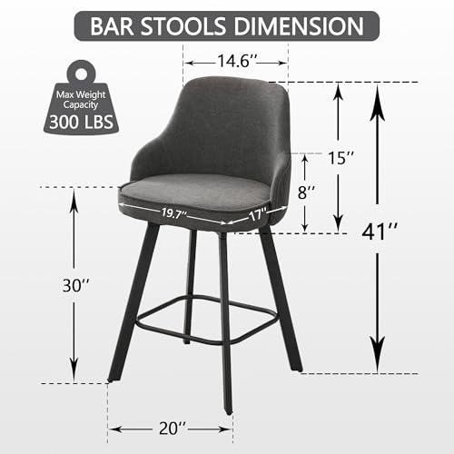 Image of Swivel Bar Height Bar Stools Set of 2, 30 inch Barstool for Kitchen Island