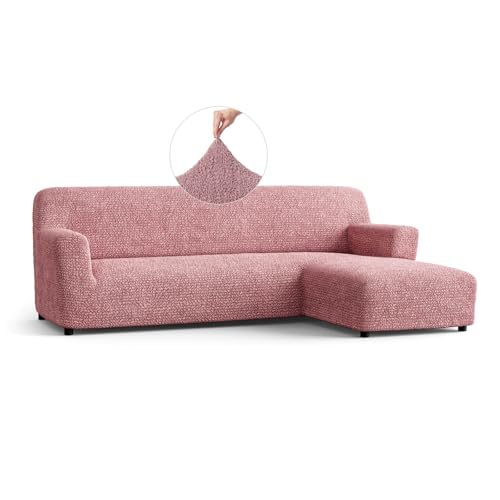 Paulato - Funda de Sofá con Chaise Longue Derecha en Microfibra Lisa, Tejido Antigarras Lavable a Máquina, Tecnología WavyTech y Certificación Oeko-Tex, Made in Italy - Color Rosa