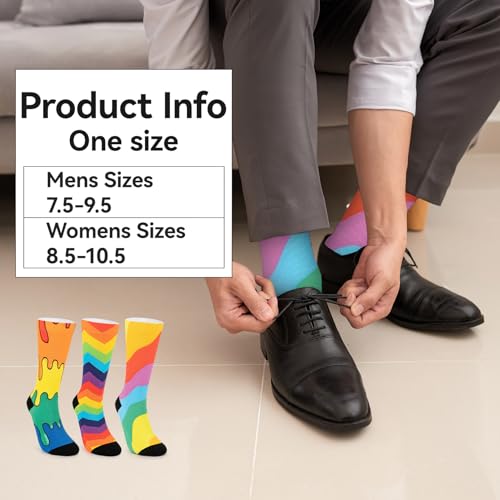 Image of Novelty Crew Socks for Unisex Wild Side with These Eye-Popping Prints 3 Pairs One Size
