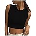Produktbild KIMODO Damen Tank Top Elegant Sommer Tanktops Elegant Top Ärmellose Leibchen Trägerlose Einfarbige Shirt Oberteile Solid Rundhalsausschnitt Ribbed Weste Mode Unterhemd (Schwarz, XL)
