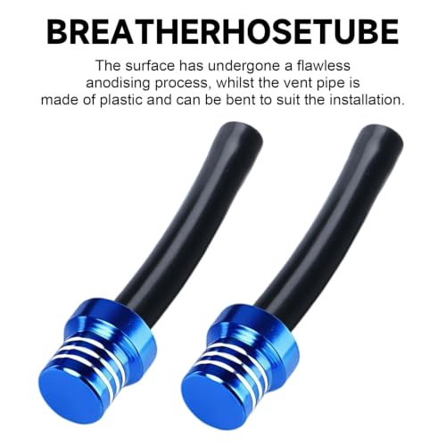 Image of 2pcs Motorcycle Breather Hose Gas Fuel Tank Cap Vent, Blue | Motorcycle Gas Cap Vent Hose Tube,Aluminum Universal Breathing Tube Fits Off-Road Motorcycles ATVs /Pit Dirt Motorcycle Bike