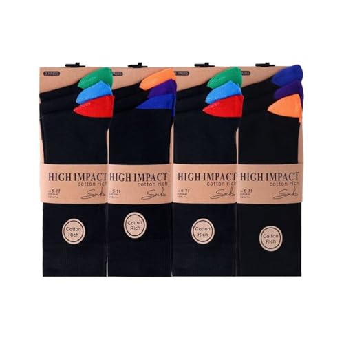 Ahad Trader 6 Pairs Cotton Rich Men's Heel & Toe Reinforced Dress Colourful Suit Socks Size 6-11