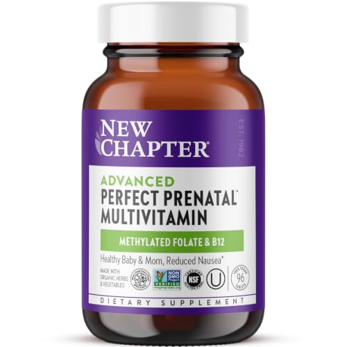 New Chapter Advanced Perfect Prenatal Vitamins 96ct Made with Organic Non-GMO Ingredients for Healthy Baby & Mom - Folate (Methylfolate) Whole-Food Fermented Iron Vitamin D3 + Ginger