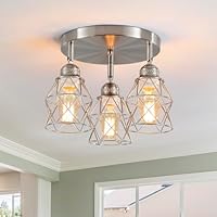 KOLQSEAL Kitchen Light Fixtures Ceiling Mount, Adjustable Semi Flush Mount Ceiling Light, Multi-Directional Lamp for Kitchen, Hallway, Dining Room, Farmhouse with E26 Base (Brushed Nickel)