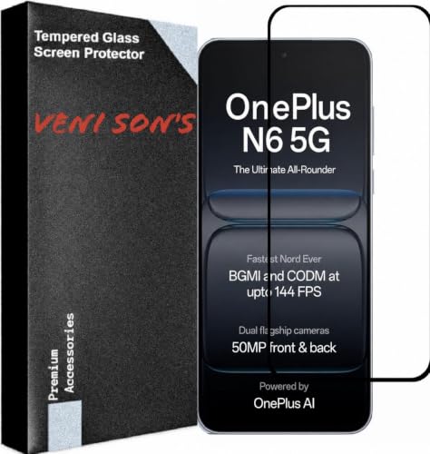 Image of VENI SON'S Scratch And Tear Resistant, Crystal Clear Edge to Edge Tempered Glass Screen Protector Guard Compatible With OnePlus N6 5G