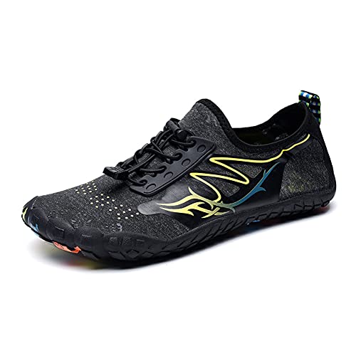 Zapatos de agua para hombre y mujer descalzo, zapatos acuáticos, zapatos acuáticos, para piscina, playa, surf, navegación, buceo, yoga, secado rápido, antideslizantes, ligeros, Black, 39 EU