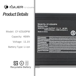 K KYUER 46Wh CF-VZSU0PW Laptop Batteria per Panasonic Toughbook CF-54 MK1 MK2 MK3 54 Gloved Multi-Touch 54 Lite Performance Prime 14-inch Mobile Computer i5-5300U i5-6300U 7300U i7-5600U 6600U 7600U