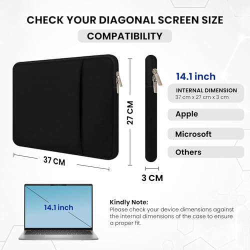 Dyazo 14-14.1 Inch Slim Laptop Sleeve Black - Image 3
