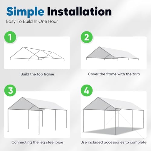 Quictent 10x15 ft Steel Cable Carport