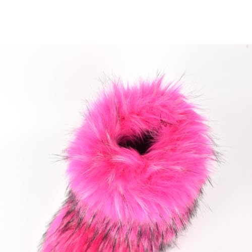 Image of Fashion Fur Boots,Flat Heel Comfy Plush Warm Snow Booties,2025 Winter Outdoors Furry Boots,Mid-Calf Faux fur Boot for Women.