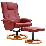 Couleur : Rouge bordeaux vidaXL Fauteuil TV Pivotant avec Repose-Pied Fauteuil Relax avec Pouf Tabouret Chaise Salon Salle de Séjour Maison Intérieur Rouge Bordeaux Similicuir