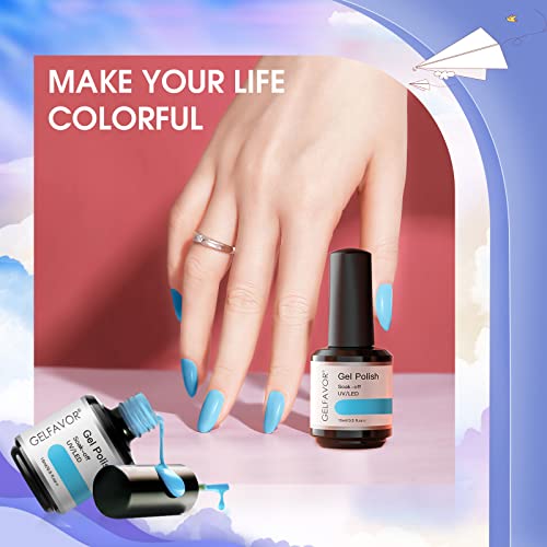 GELFAVOR UV Nagellack Set, 15ml Blau UV Gel Nagellack Set Shellac Nagellack Nail Art Gel Politur – Bild 6
