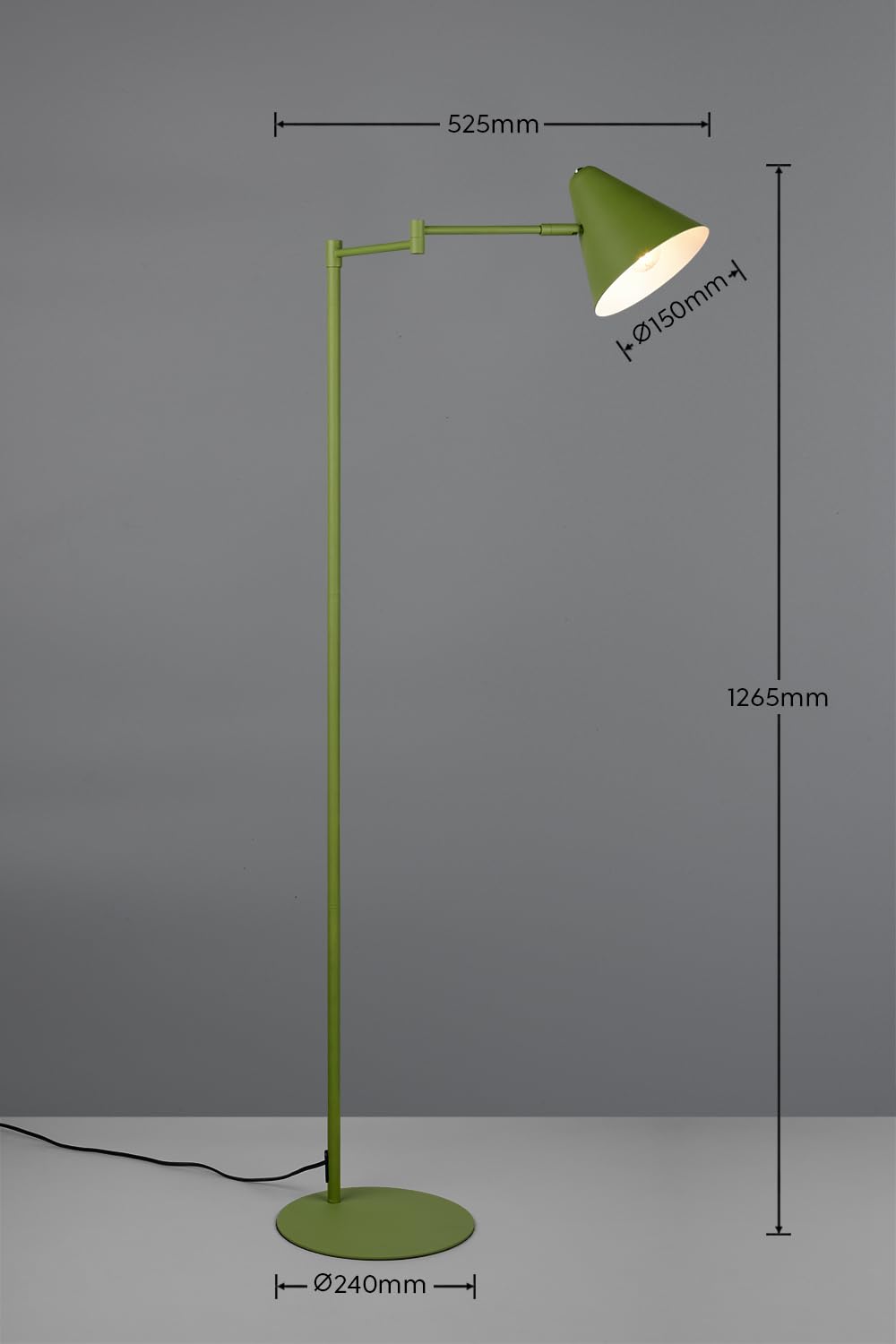 Trio Leuchten Stehleuchte Cosima 463900115, Metall Grün, exklusive 1x E14, flexibles Gelenk