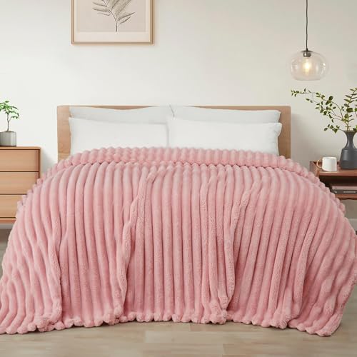 Exclusivo Mezcla Couverture Polaire, Plaid Canapé en Rayé, Couverture de Lit Super Douce en Jacquard, Léger et Moelleux pour Toutes Les Saisons, 150x200CM,...
