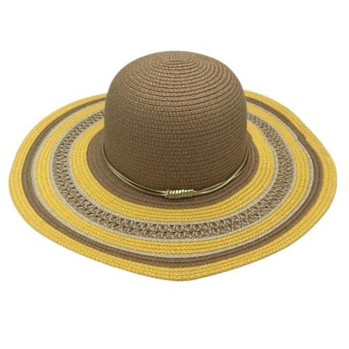 Chapeau de soleil rayé et chapeau de paille bicolore pince de plage