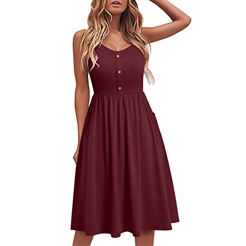 Robe d'été pour femme en coton épissé avec col en V et bretelles