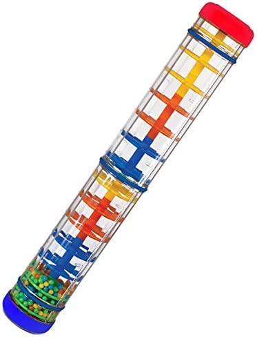 Rainmaker, Large Rainstick Rattle Toy 12 Inch Long, Color Noise Stick, Rainbow Grains Inside #TOP17